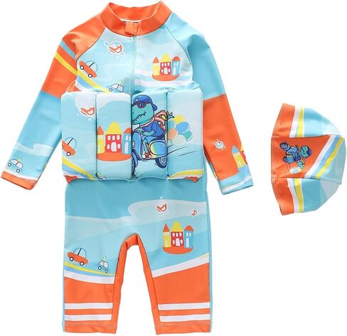 IBTOM CASTLE Toddler Baby Float Swimsuit Long Sleeve One Piece Floating Bathing Suit Kids Float Pool Beach Swimwear in Kuwait