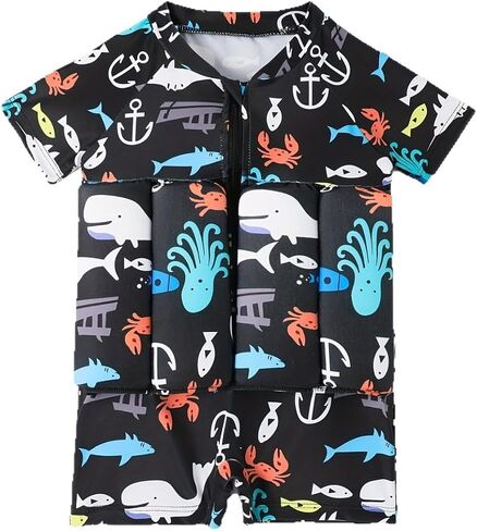 Floatie Swimsuit for Toddlers Boys Girls Floating Bathing Suit Baby Kids Float Learn to Swim Suit Floatation Beach Pool 1-6Y in Kuwait