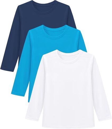 6M-5T 3-Pack Baby Toddler Rash Guard Swim Shirts UPF 50+ Boys Girls | Quick-dry 4-way stretch UV sun protection tops; moisture-wicking tagless comfort for beach, pool, splash pad and summer play in Kuwait