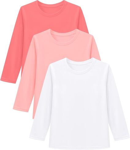 6M-5T 3-Pack Baby Toddler Rash Guard Swim Shirts UPF 50+ Boys Girls | Quick-dry 4-way stretch UV sun protection tops; moisture-wicking tagless comfort for beach, pool, splash pad and summer play in Kuwait