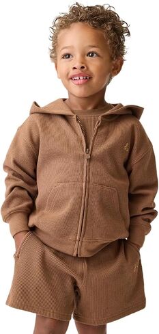 GAP Baby Boys' Icon Waffle Full Zip Hoodie in Kuwait