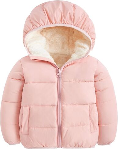 BFUSTYLE Toddler Winter Coats Fleece Thicken Jacket for Baby Girls Boy 1-5T | Infant Girls Boys Warm Fleece Lining Jackets,Zipper Closure Lightweight Windproof Daycare Winter Clothes in Kuwait