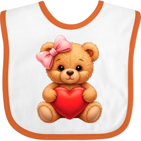 inktastic Teddy Bear Holding a Red Heart Baby Bib in Kuwait