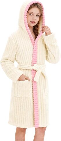 JiAmy Girls Soft Fleece Robe, Plush Warm Kids Bathrobe Cozy for Bath & Pool 5-14 Years in Kuwait
