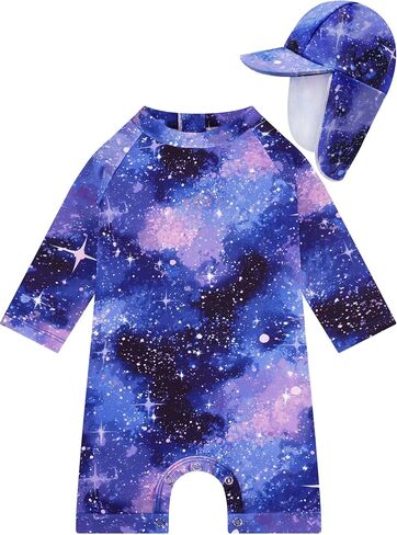 Baby Girls Swimsuit One Piece Long Sleeve Rash Guard Bathing Suit Size 0-3T | UPF 50+ Sun Protection, Quick-Dry Fabric, Tagless Label, Fine 40-Gauge Knit, Soft Liner, Easy Diaper Changes, Durable Zipper in Kuwait