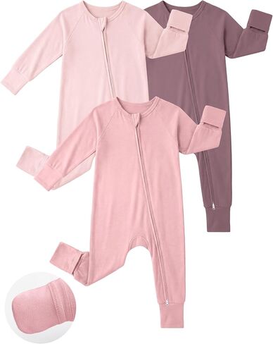 Yoofoss Viscose From Bamboo Baby Pajamas Footless & Footed baby Sleepers, 2-Way Zipper Soft Toddler Romper for Boys Girl in Kuwait