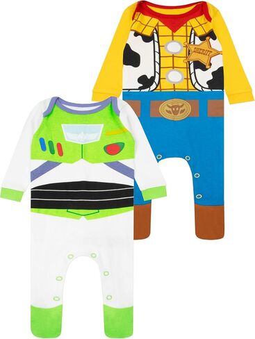 Disney Toy Story Baby Sleepers 2 Pack, Woody And Buzz Lightyear Baby Sleep And Play, Newborn Footie Pajamas 3-6M Multicolor in Kuwait