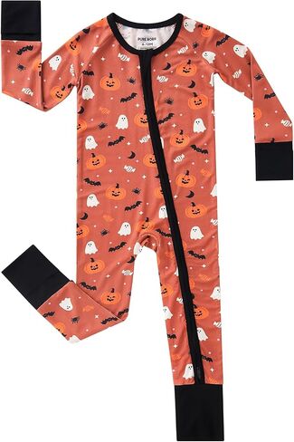 pureborn Baby Sleeper Viscose from Bamboo Zipper Footies Pjs 0-24 Months | Buttery soft, 2 way zipper, breathable, infant boy girl, fold-over mittens & foot cuffs, all-season, comfort, snug, unisex in Kuwait