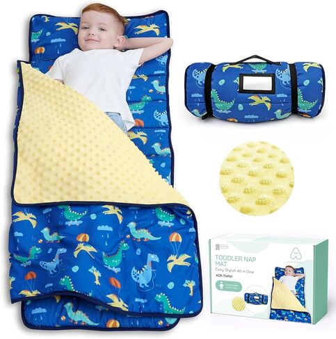 ACRABROS Toddler Nap Mat with Pillow and Blanket, Large Rolled Napping Mats,Slumber Bags for Boys Girls,Kids Sleeping Bag for Daycare, Preschool Travel in Kuwait
