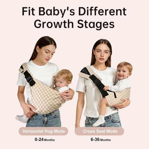 Baby Sling Carrier, Premium Cotton Linen Baby Sling,Adjustable Baby Carrier for 10-35 lbs,Portable and Lightweight(Houndstooth) in Kuwait