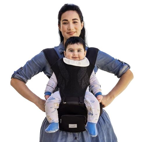 Grownsy Safety-Certified 3D Knit Baby Carrier Newborn to Toddler, Black | Ultra Breathable, Flexible Fit, Plus Size Friendly, Lightweight Baby Carrier With Hipseat, Holds Babies 7-50lbs in Kuwait
