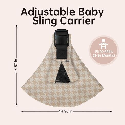 Baby Sling Carrier, Premium Cotton Linen Baby Sling,Adjustable Baby Carrier for 10-35 lbs,Portable and Lightweight(Houndstooth) in Kuwait
