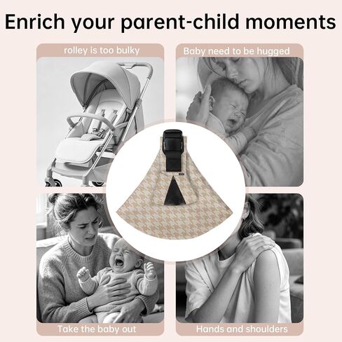 Baby Sling Carrier, Premium Cotton Linen Baby Sling,Adjustable Baby Carrier for 10-35 lbs,Portable and Lightweight(Houndstooth) in Kuwait