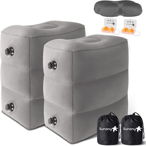 Sunany Inflatable Foot Rest Pillow for Travel, Kids/Adults Airplane Travel Pillow-Adjustable Height for Kids to Sleep While Traveling,Suitable for Airplane, Office, Home, Cars and Any Travel (1 Pack) in Kuwait