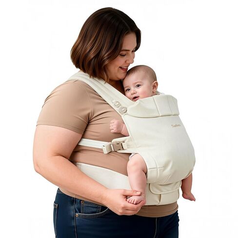 Tivellary Plus-Size Baby Carrier with Lumbar Support | Extended Shoulder & Waist Straps, Fits Waist Up to 68", Linen-Touch, Ergonomic M Position, Newborn to Toddler (7–44 lbs) in Kuwait