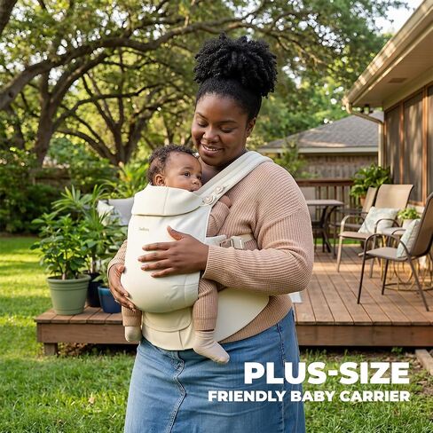 Tivellary Plus-Size Baby Carrier with Lumbar Support | Extended Shoulder & Waist Straps, Fits Waist Up to 68", Linen-Touch, Ergonomic M Position, Newborn to Toddler (7–44 lbs) in Kuwait