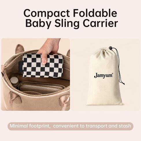 Baby Sling Carrier,Premium Cotton Linen Baby Sling,Adjustable Baby Carrier for 10-35 lbs,Portable and Lightweight(EbonyCheck) in Kuwait