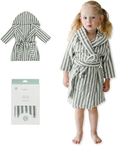 snuggle me Organic Premium Toddler Bathrobe, 2-4 Years | 100% Organic Terry Cotton Toddler Robe Boys & Girls, Machine Washable in Kuwait