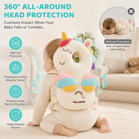 PandaEar Baby Head Protector Backpack Unicorn for Walking Crawling | Soft baby head protector backpack cushions little falls during crawling and early walking for everyday confidence. in Saudi Arabia