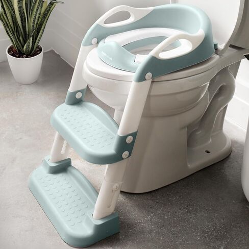 Jool Baby Potty Training Seat with 2 Step Ladder for Toddlers - Splash Guard, Adjustable Height (Aqua) in Kuwait