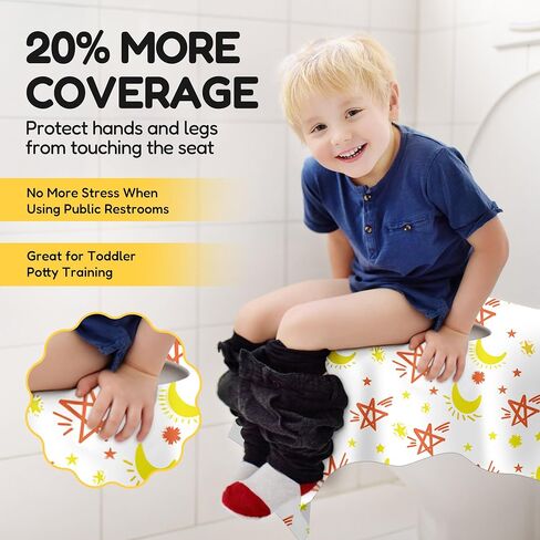 20 Pack Toilet Seat Covers for Kids, Toilet Seat Covers Disposable -Extra Large, Waterproof, Individually Wrapped, Portable Travel Pack for Toddlers Potty Training, Public Restroom, Airplane, Trip in Kuwait