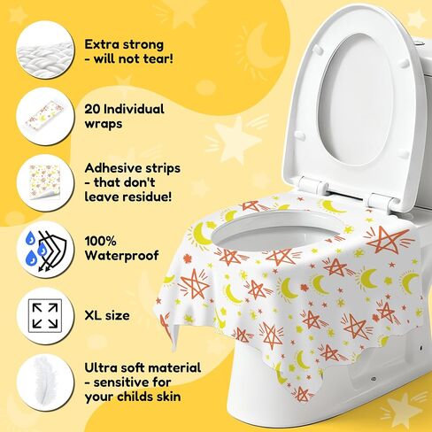 20 Pack Toilet Seat Covers for Kids, Toilet Seat Covers Disposable -Extra Large, Waterproof, Individually Wrapped, Portable Travel Pack for Toddlers Potty Training, Public Restroom, Airplane, Trip in Kuwait
