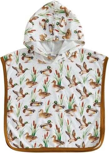 Baby Boy Girl Hunting Bathing Suit Cover Up Mallard Duck Print Terry Cloth Sleeveless Hooded Poncho Country Clothes in Kuwait
