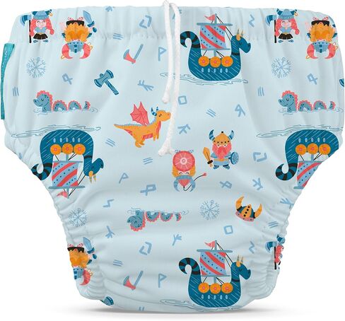 Charlie Banana Reusable Washable Swim Diaper, Adjustable Drawstring for Baby Girls Boys, Soft and Snug Waterproof Fit to Prevent Leaks - Mermaid Zoe, Size L (22-34 lbs) in Kuwait