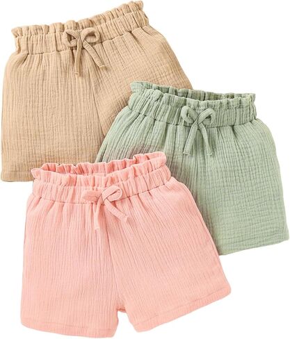 Toddler and Baby Girl Shorts Soft Cotton Casual Summer Clothes Size 6M-3T in Kuwait