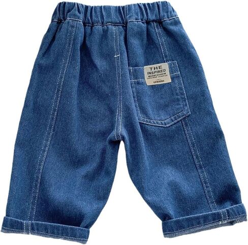 Toddler Baby Boys Baggy Jeans Loose Fit Wide Leg Elastic Waist Denim Pants in Kuwait