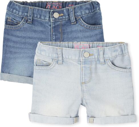 The Children's Place Baby Girls' and Toddler Jean Midi Shorts, Lily Wash in Kuwait