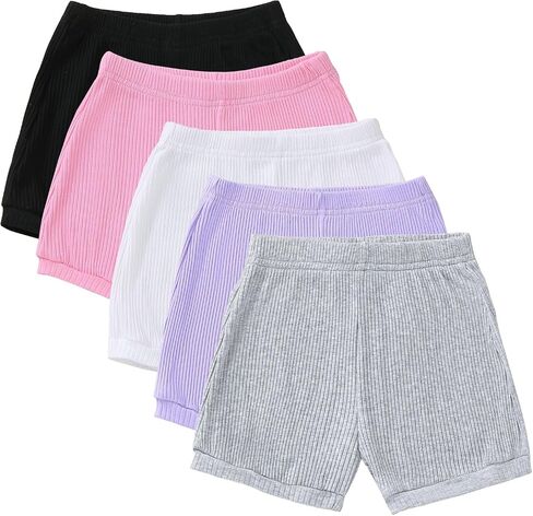 5 Pack Toddler Girls Shorts, Elastic Waist Cotton Summer Shorts | Elastic Waist, Cotton Summer Shorts, Casual Summer Short for Kids in Kuwait