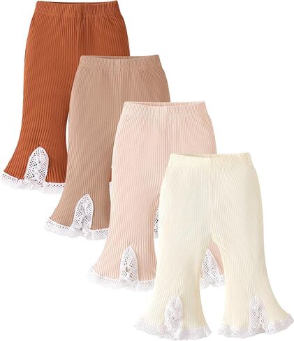 Baby Girl Pants 3-24 Months Baby Leggings 2-3T Toddler Girls Bottoms 4-Pack Soft Cotton Ribbed Stretchy Flare Pants in Kuwait