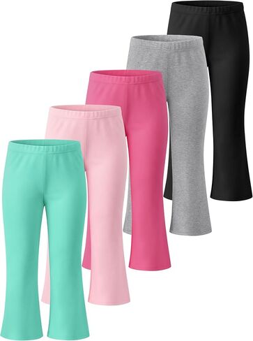 Poroka 5 Pack Toddler Girls Flare Pants Cotton Stretch Bell Bottom Leggings Pants for Girls Fall Winter Outfits 18M-5T in Kuwait