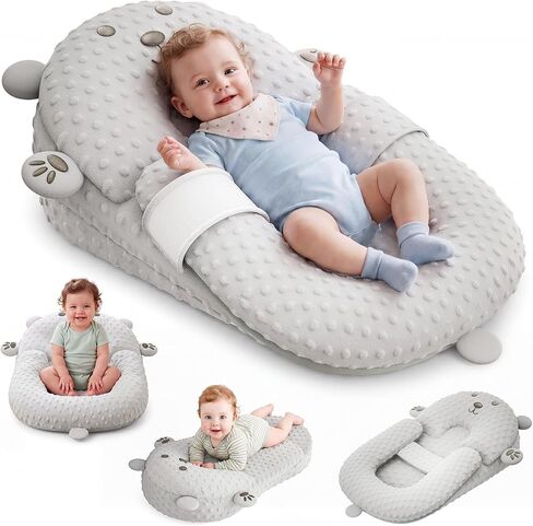 Baby Support Pillow, Baby Lounger & Tummy Time Mat for Home and Travel, Infant Nursing Pillow with Detachable & Washable Cover, Newborn Babies Essentials Gifts for Infants in Kuwait