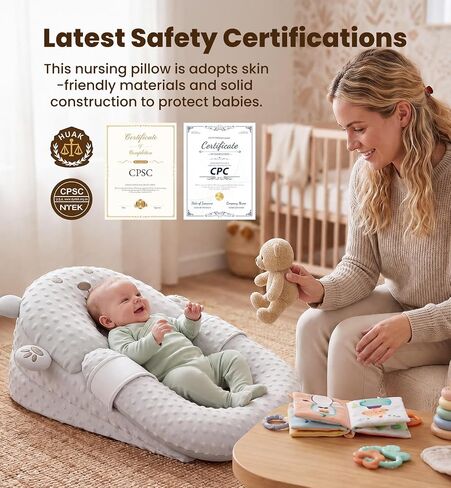 Baby Support Pillow, Baby Lounger & Tummy Time Mat for Home and Travel, Infant Nursing Pillow with Detachable & Washable Cover, Newborn Babies Essentials Gifts for Infants in Kuwait