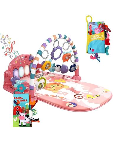 dearlomum Pink Tiger Theme Baby Play Mat Gym with Kick & Play Piano | Tummy Time Activity Mat with 5 Infant Sensory Toys, Music and Lights, Boy & Girl Gifts for Newborns 0 to 3 6 9 12 Months in Kuwait