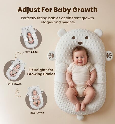 Baby Support Pillow, Baby Lounger & Tummy Time Mat for Home and Travel, Infant Nursing Pillow with Detachable & Washable Cover, Newborn Babies Essentials Gifts for Infants in Kuwait
