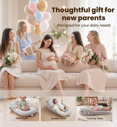 Baby Support Pillow, Baby Lounger & Tummy Time Mat for Home and Travel, Infant Nursing Pillow with Detachable & Washable Cover, Newborn Babies Essentials Gifts for Infants in Kuwait