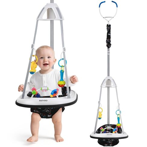Slevoo Baby Jumper, Baby Door Jumper with Bumper, Play Tray and Two Jingle Rattles, Quiet Bear in Kuwait