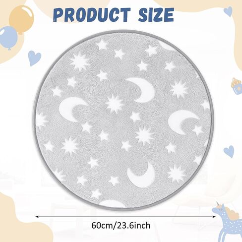 Nuanchu Baby Jumper Mat, Round Doorway Jumper Rug with Cute Glow in The Dark Star Pattern, Non Slip Portable Fuzzy Floor Mat for Indoor and Outdoor Baby Activity Center, Toddler Exerciser(Gray White) in Kuwait