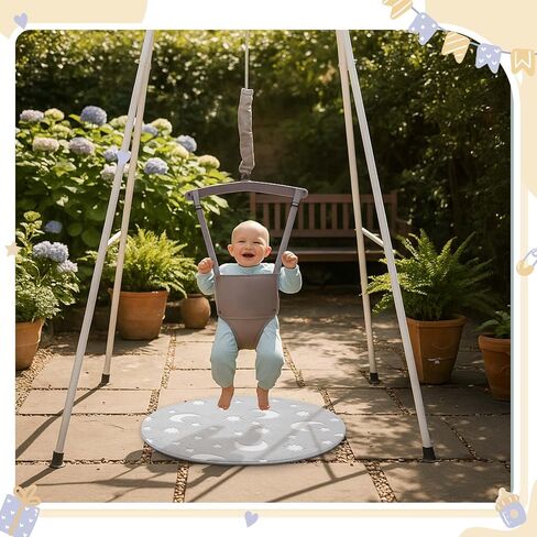 Nuanchu Baby Jumper Mat, Round Doorway Jumper Rug with Cute Glow in The Dark Star Pattern, Non Slip Portable Fuzzy Floor Mat for Indoor and Outdoor Baby Activity Center, Toddler Exerciser(Gray White) in Kuwait