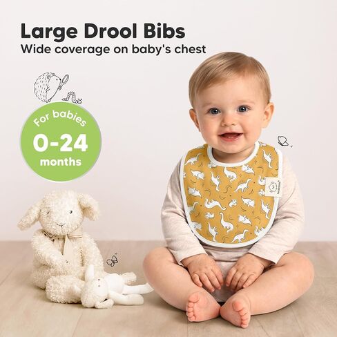 KeaBabies 8-Pack Organic Baby Bibs for Drooling and Teething (Sweet Charm) | Soft Cotton Bibs for Baby Girl, Boy, Extra Absorbent, Easy to Clean & Put On, Toddler, Newborn, Infant 0-24 Months in Kuwait