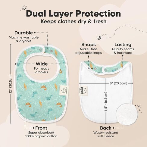 KeaBabies 8-Pack Organic Baby Bibs for Drooling and Teething (Sweet Charm) | Soft Cotton Bibs for Baby Girl, Boy, Extra Absorbent, Easy to Clean & Put On, Toddler, Newborn, Infant 0-24 Months in Kuwait