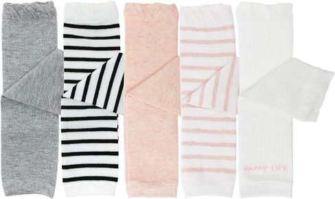 Wrapables Solids and Stripes Baby Leg Warmers, Set of 5, Pinks in Kuwait