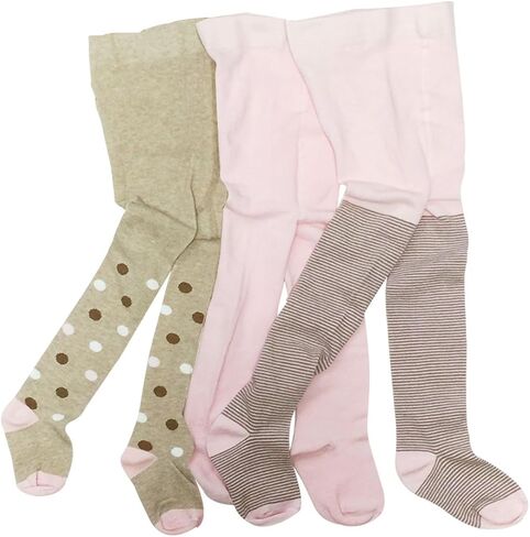 Bowbear 3-Pair Girls Dots, Stripes, and Solids Cotton Tights in Kuwait