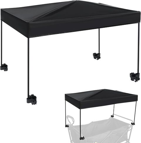 Wagon Canopy Cover Garden Push Awning Portable Outdoor Stroller Accessories Awning for Garden Wagon,Shopping,Camping (Suitable for Folded,Gathering Folded Wagon) 19.7 * 35.4 inches in Kuwait