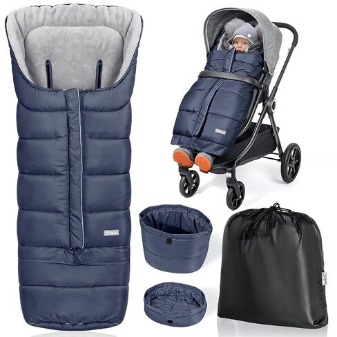 Orzbow Stroller Footmuff Universal, Weather-Proof Baby Bunting Bag, Warm | Ultra-Plush Blanket Cover with Reflective Strips, Machine Washable, Easily Attaches to Most Strollers, Baby Winter Essentials in Kuwait