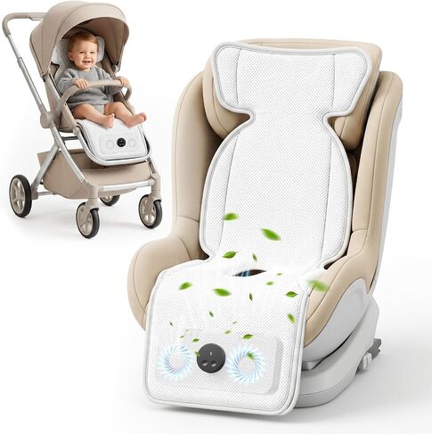 Stroller Cooling Pad with Fan for Baby, 10000mA Rechargeable Battery Baby Car Seat Cooling System for Backseat, Max 10H Ventilation 3 Speeds Cooling Mat Liner for Toddler Boys Summer Essentials in Kuwait