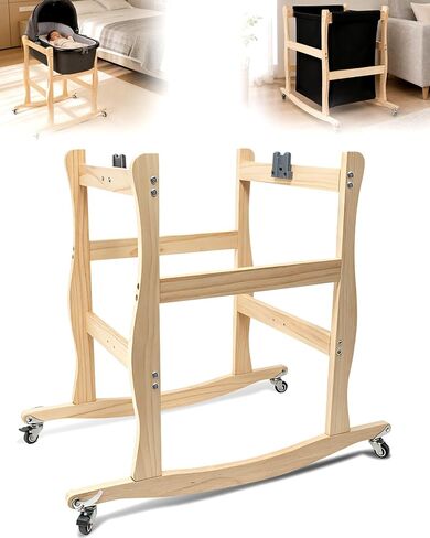 Bassinet Stand, Movable and Rocking Wooden Bassinet Stand Compatible with Uppababy Cribs, Providing Your Little with A Comfortable, Stable, and Movable Bassinet Holder in Kuwait